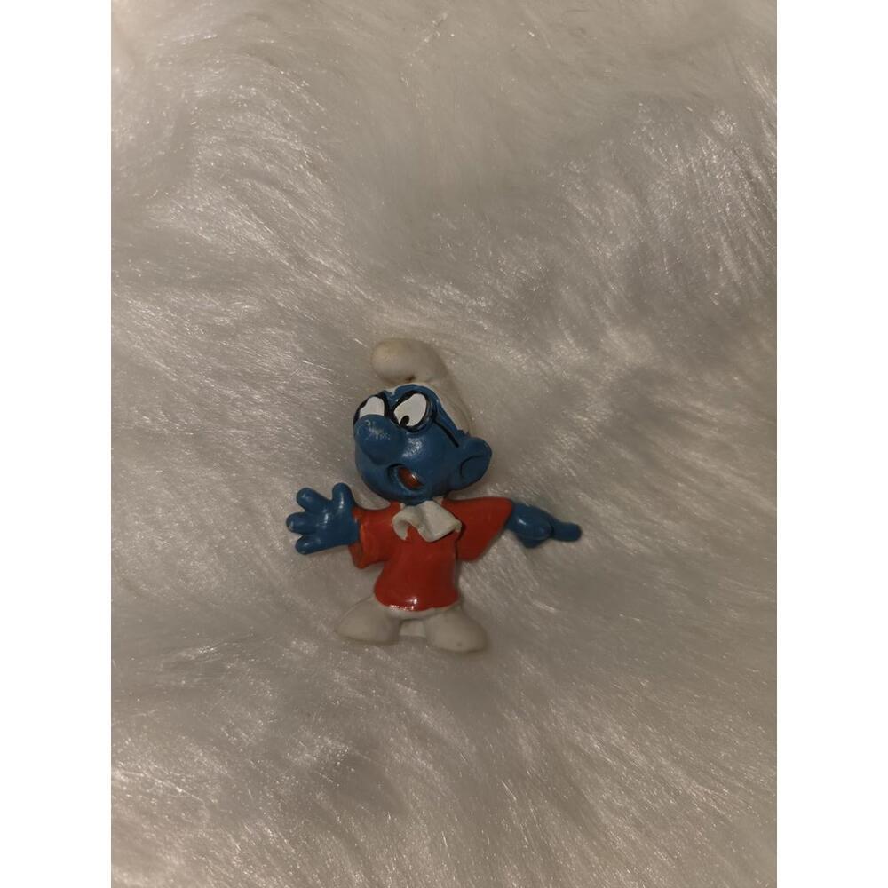 Vintage Judge Brainy Smurf Figurine in Red Shirt